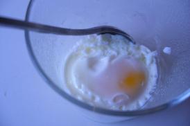 Cooked egg in a cup